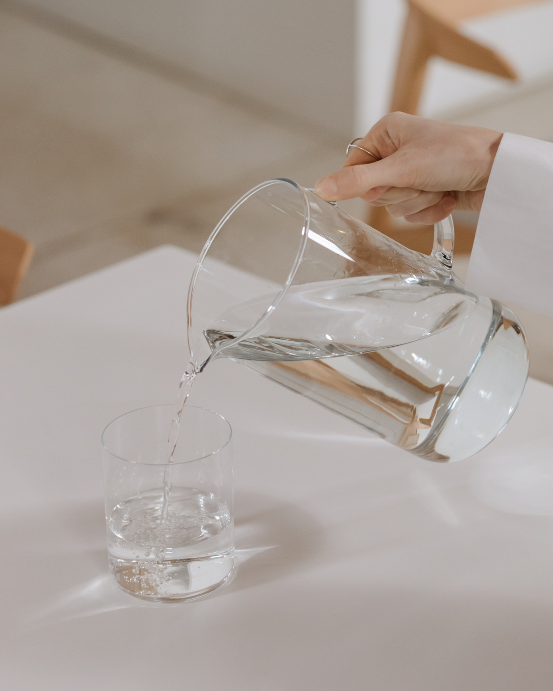 Clean drinking water after PFAS reduction with activated carbon filters in Europe.